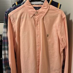 Ralph Lauren Pink Casual Button Down Shirt with Embroidered Logo